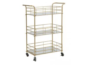 8052773584357 - Dmora - Trolley Eisen und Glas Goldfarbe Maße 60 x 31 x 80 cm