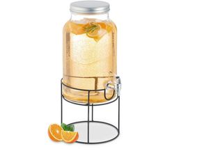 4052025874407 - Getränkespender mit Ständer Zapfhahn & Deckel 6 Liter Glas Wasserspender Limonadenspender transparent - Relaxdays