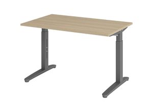 4032062172339 - eurokraft pro ANNY - Schreibtisch mit C-Fußgestell höhenverstellbar 650 - 850 mm Breite 1200 mm Eiche graphit 4032062172339 - eurokraft pro ANNY - Schreibtisch mit C-Fußgestell höhenverstellbar 650 - 850 mm Breite 1200 mm Eiche graphit