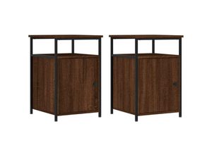 8720845940010 - Bonnevie - 2er-Set NachttischeBeistelltische Braun Eichen-Optik 40x42x60 cm Holzwerkstoff vidaXL 8720845940010 - Bonnevie - 2er-Set NachttischeBeistelltische Braun Eichen-Optik 40x42x60 cm Holzwerkstoff vidaXL