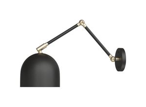 5056667059849 - Wandlampe mit verstellbarem Schirm im skandinavischen Stil - Lodf Schwarz - Messing Metall - Schwarz