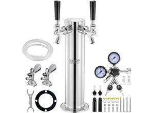 0197988201038 - Mophorn - vevor Kegerator-Turm-Kit Bier-Umrüstsatz mit zwei Zapfhähnen Bier-Turmspender aus Edelstahl mit Doppelmessgerät W218-Regler und