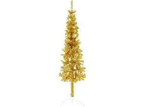 8720287000938 - Vidaxl - Künstlicher Halb-WeihnachtsbaumKunstbaum mit Ständer Schlank Gold 150 cm