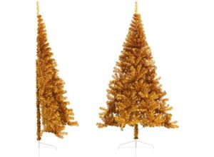 8720287021643 - Vidaxl - Künstlicher Halb-WeihnachtsbaumKunstbaum mit Ständer Gold 240 cm pvc