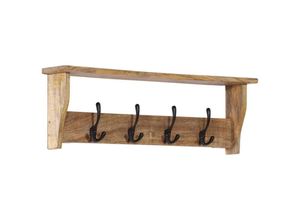 8721012079441 - Bonnevie - Wandgarderobe mit 4 Haken Massivholz Mango vidaXL25917