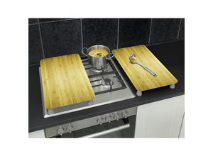 4008838228302 - Maximex Herdabdeckplatte Universal Holz-Optik 2er Set für alle Herdarten Braun Gehärtetes Glas braun Kunststoff (tpe) hellgrau Kunststoff