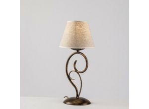 8050713215965 - Bonetti Illumina - Vienna Brown Gold Tischlampe One Light Stoffeffekt Lampenschirm 16x h38 cm