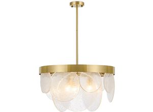 5056667057005 - Privatefloor - Deckenlampe mit Kristallscheiben - Design-Pendelleuchte - Luna Gold - Glas Metall - Gold