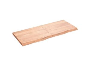 8720845814175 - Bonnevie - Wandregal Wandboard Hellbraun 120x50x4 cm Massivholz Eiche Behandelt vidaXL