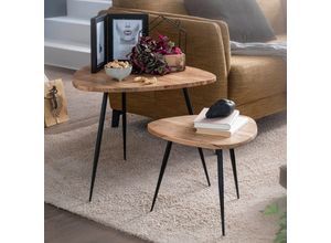 4250950295308 - 2er Set Satztisch Akazie Massivholz Metall Couchtisch Klein Design Beistelltisch Set Zwei Holz-Tische Wohnzimmertisch Tisch Metallgestell 4250950295308 - 2er Set Satztisch Akazie Massivholz Metall Couchtisch Klein Design Beistelltisch Set Zwei Holz-Tische Wohnzimmertisch Tisch Metallgestell
