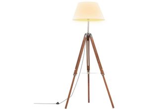 8719883851037 - Bonnevie - Stativlampe Honigbraun und Weiß Teak Massivholz 141 cm vidaXL801745