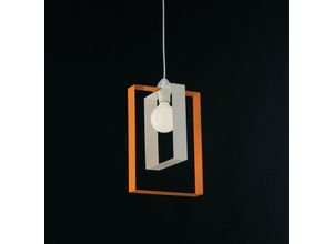 8050713212117 - Bonetti Illumina - Moderner Pendelleuchter aus Weiß-Orange-Eisen 25Xh40 cm