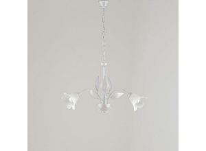 8050713212247 - Bonetti Illumina - Weiß Silber Eisen Kronleuchter drei Lichter Alabaster Weißglas 60x h43 cm