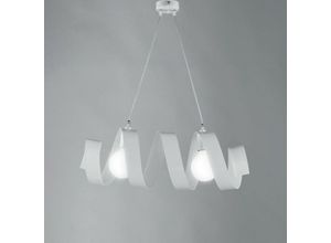 8050713211646 - Bonetti Illumina - Moderner hängender Kronleuchter aus Eisen mit zwei Lichtern Weiß 54x h20 cm