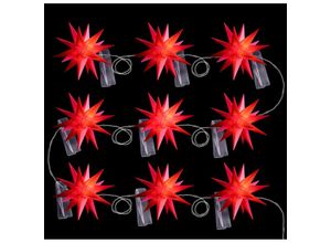 4251888500991 - Dekostern led - Weihnachtsstern Dekostern Adventsstern - 18 Zack 3D Optik 9er Sternenkette Rot led mit Schuko Stecker Rot - Novaliv