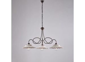 8057724581010 - Belight - Lampadario in ferro laccato nero e decorazione effetto ruggine con diffusori in ceramica diametro 30 decorato a mano bianco e marrone 3 8057724581010 - Belight - Lampadario in ferro laccato nero e decorazione effetto ruggine con diffusori in ceramica diametro 30 decorato a mano bianco e marrone 3
