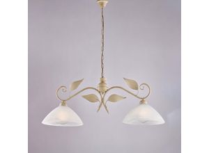 8057724580655 - Belight - Lampadario in ferro laccato avorio con decorazione oro antico e diffusori in vetro diametro 30 alabastro bianchi 2 luci H36 - max 96 - l 8057724580655 - Belight - Lampadario in ferro laccato avorio con decorazione oro antico e diffusori in vetro diametro 30 alabastro bianchi 2 luci H36 - max 96 - l
