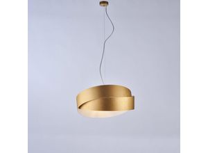 8057724580020 - Belight - Sospensione in ferro laccato bianco con decorazione oro antico e cavo in acciaio regolabile 2 luci H22 - max 122 - Ø46