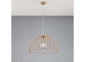 8057724581584 - Belight - Lampadario in ferro laccato oro con decorazione oro antico con cavo elettrico regolabile 1 luce H32 - max 132 - Ø45