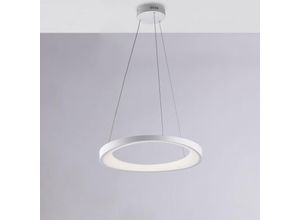 8057724581256 - Belight - Sospensione circolare in metallo e alluminio laccato bianco con led integrato e cavi elettrici regolabili H7 - max 130 - ø 50