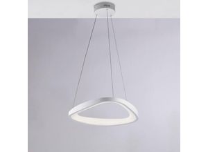 8057724581270 - Sospensione triangolare in metallo e alluminio laccato bianco con led integrato e cavi elettrici regolabili H7 - MAX 130 - Ø 50