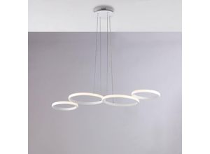 8057724581386 - Sospensione in metallo e alluminio laccato bianco con led integrato CCT + telecomando e cavi elettrici regolabili H4 - MAX 120 - L 100 X 64