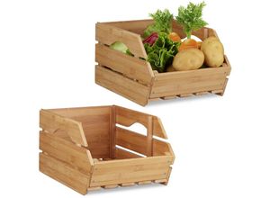 4052025439088 - Relaxdays - 2 x Universal Stapelkiste aus Bambus offene Aufbewahrungsbox stabil Stapelbox HxBxT 205x27x38 cm Bambusbox natur