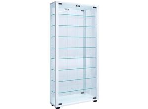 4051814412905 - Wandvitrine Hängevitrine Glasvitrine Vitrine Glas Vitrosa Maxi Spiegel (Farbe Weiß Ausführung Mit LED-Beleuchtung)