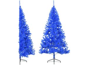 8720287021537 - Künstlicher Halb-Weihnachtsbaum，Kunstbaum mit Ständer Blau 210 cm PVC vidaXL