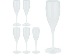 4052025442217 - Relaxdays - Sektgläser Kunststoff 6er Set bruchfest & BPA-frei Mehrweg Champagner Gläser 100 ml Sektbecher weiß