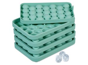 4052025486488 - Eiswürfelform rund 4er Set wiederverwendbare Silikonform je 25 Eiskugeln mit ø 25 cm Eisgießform türkis - Relaxdays