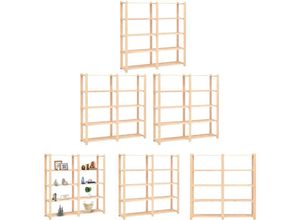 8721031969198 - Devenirriche - The Living Store Lagerregale 5 Böden 3 Stk 170x38x170cm Massivholz Kiefer 500kg - Industrieregale - Beige