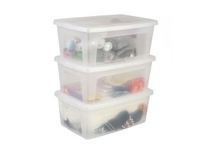 8716382192203 - 3er-Set Aufbewahrungsboxen 11 l durchsichtig stapelbar Wohnzimmer Schlafzimmer - Modular Clear Box MCB-11 - Transparent - Iris Ohyama