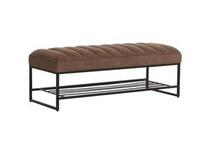 4057651664958 - Sitzbank HHG-258 mit Schuhablage Bank Polsterbank Garderobenbank Schuhregal Stoff Chenille Metall 130cm coffee