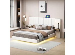9361280772706 - Polsterbett 140200cm verstecktes Fußteil Doppelbett verlängertes und verbreitertes Kopfteil mit seitlichen Ablagen mit USB-Ladeanschluss mit 9361280772706 - Polsterbett 140200cm verstecktes Fußteil Doppelbett verlängertes und verbreitertes Kopfteil mit seitlichen Ablagen mit USB-Ladeanschluss mit