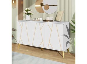 8701280150899 - Okwish - Sideboard im modernen Stil Unique Line 3 Türen ohne Griff für Esszimmer Wohnzimmer Küche Buffetschrank (weiß)