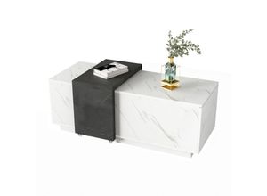 6931280151264 - Okwish - Couchtisch mit Furnier in Marmoroptik klassisches weißes Marmormuster ideal für Wohnzimmer und Büro