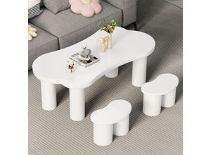 5081280785912 - Redom - Unregelmäßiger Couchtisch in Knochenform mit 2 kleinen Bänken großer Couchtisch l 113 cm b 58 cm h 405 cm MDF-Platte und PVC-Beine mit