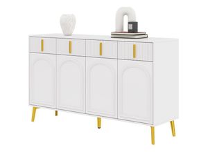 8161280156220 - Okwish - Sideboard mit goldenen Griffen und Beinen 4 Türen 4 Schubladen mit herausnehmbarem Laminat geeignet für Wohn- und Esszimmer 14037882