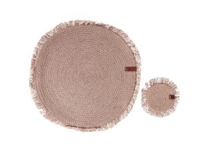 4255664896360 - Beliani - 6 Personen Tischset mit Untersetzern Naturfarben Jute Geflochten Rund ⌀ 35 cm Fransen 12-Teilig Handmade Boho-Stil Esszimmer Küche Tischdeko