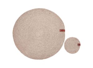 4255664896520 - Beliani - 6 Personen Tischset mit Untersetzern Naturfarben Jute Geflochten Rund ⌀ 35 cm 12-Teilig Handmade Boho-Stil Esszimmer Küche Tischdeko