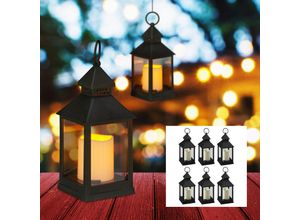 4052025291846 - Relaxdays - 8 x led Laterne im Set Kerze mit Flammeneffekt Outdoor geeignet nostalgische Deko-Laternen h 23 cm schwarz