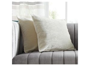 4260693423340 - Dekoleidenschaft - Kissenhülle Offwhite 2er Set 45x45 cm weicher Kissenbezug für Sofa Couch