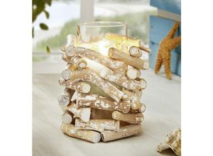 4260772023676 - Dekoleidenschaft - Windlicht Maritima aus Holz & Glas 18 cm hoch Kerzenhalter maritim Vase Blumenvase Windlichtglas 4260772023676 - Dekoleidenschaft - Windlicht Maritima aus Holz & Glas 18 cm hoch Kerzenhalter maritim Vase Blumenvase Windlichtglas