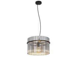 9007371445189 - Hängeleuchte Pendellampe Wohnzimmerlampe Esszimmerleuchte Deckenleuchte Metall schwarz Glasstäbe rauchfarben 1 Flammig E27 D 40 cm