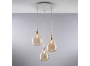 8050713217648 - Bonetti Illumina - Sospensione in ferro con vetri ambra pyrex 3 luci H41 - max 141 - Ø50