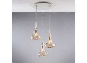 8050713219130 - Bonetti Illumina - Sospensione in ferro con vetri ambra pyrex 3 luci H41 - max 141 - Ø50