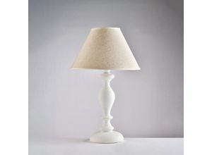 8050713217778 - Bonetti Illumina - Lume in legno bianco shabby 1 luce con paralume dm35 H57 - Ø35