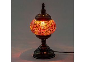 8433933348468 - Indische Mosaiklampe aus orangefarbenem Metall und Glas Heimdekoration handgefertigtes Geschenk