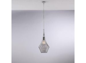 8050713218263 - Sospensione in ferro con vetro grigio pyrex 1 luce H50 - MAX150 - Ø20